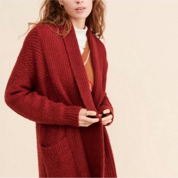 ANTHROPOLOGIE Pilcro Eyelash Chunky Thick Knit Open Front Cardigan - M - Picture 1 of 15